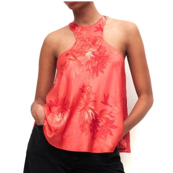 NEW ALLSAINTS PRINTED SILK BLEND TOP NWT Size 4 - Picture 5 of 9